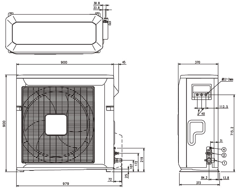 Fujitsu VRF J Serisi/ Dış Ünite Boyutları